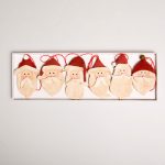 Box of 6 Wooden Hanging Father Christmas Decorations