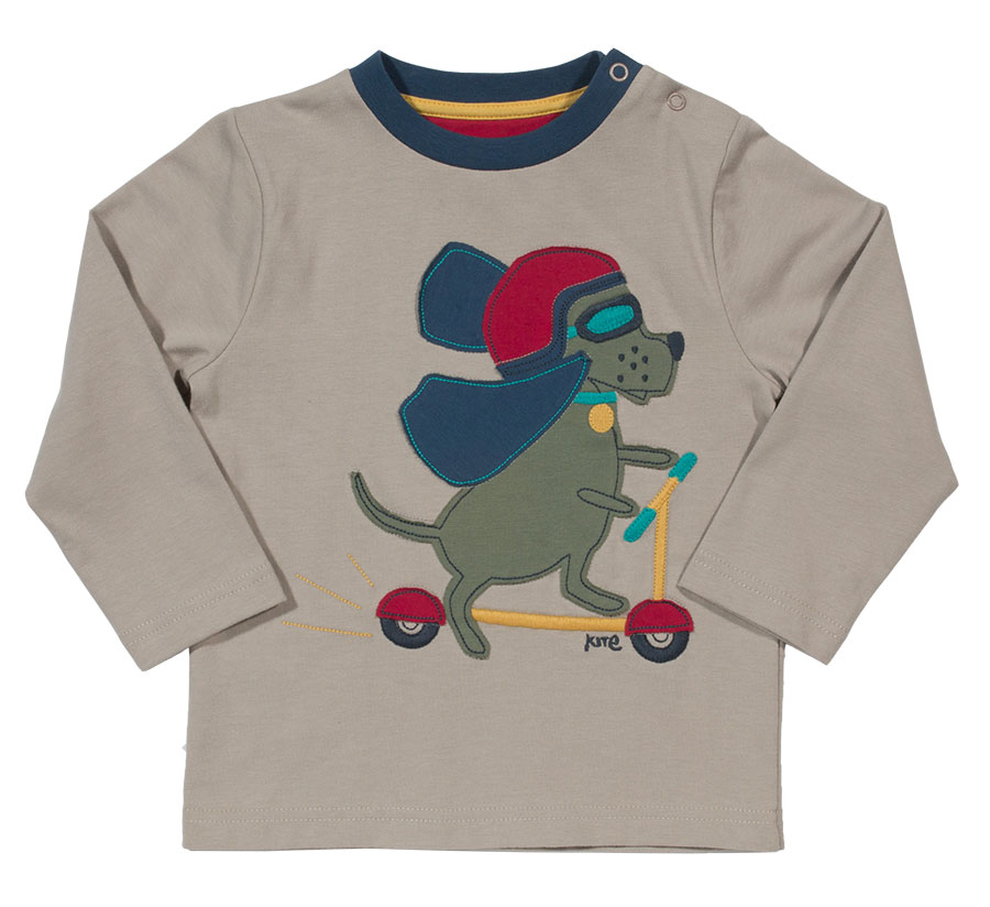 Long Sleeve Scooter Dog Top. Organic Cotton